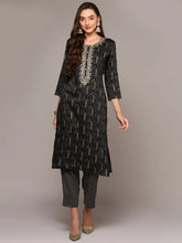Women Blue Silk Blend Ethnic Motifs Straight Kurta VCK9130